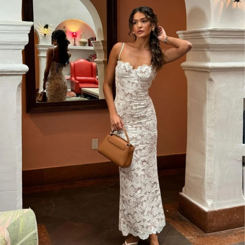 Vestido Feminino Midi Renda - Mavie