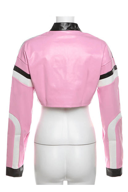 Jaqueta Bordada de Couro Sintético - Biker