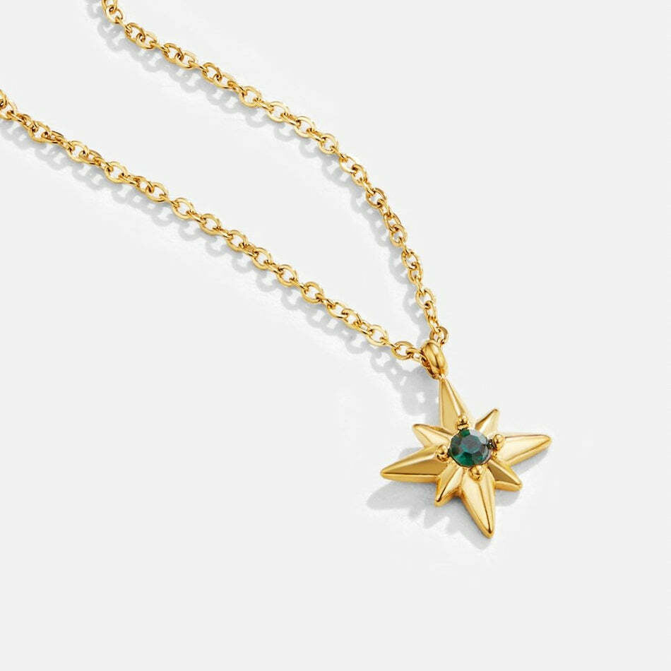 Colar de Cristal Esmeralda Estrela Guia