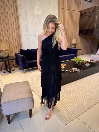 Amanda | Elegant Long Fringe Dress