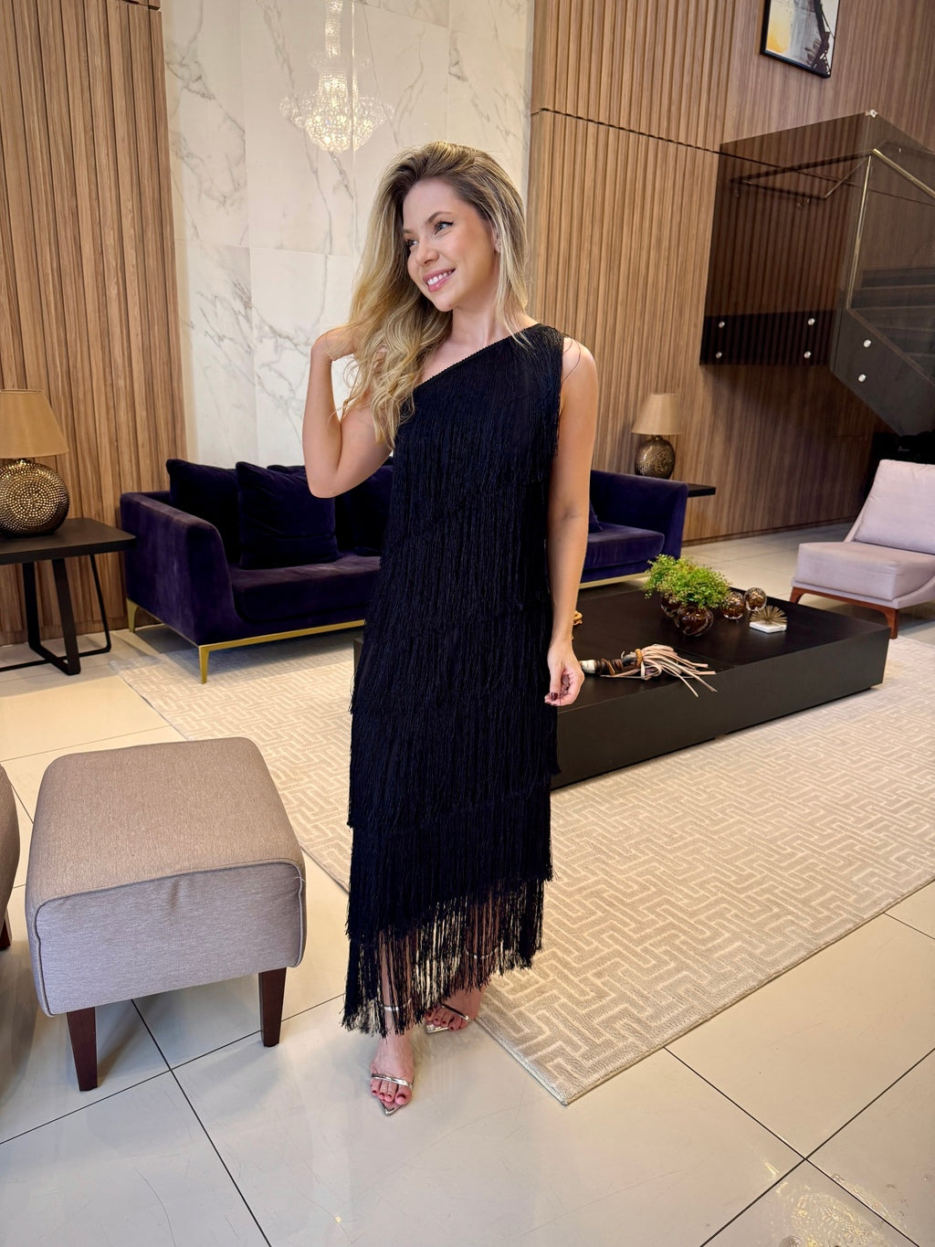 Amanda | Elegant Long Fringe Dress