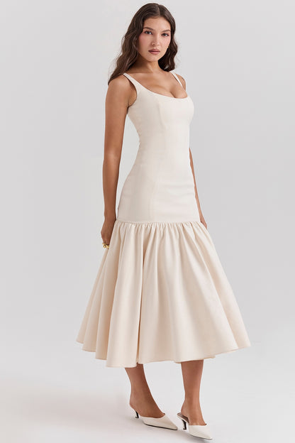 Loren | Vestido Elegante de Chiffon Plissado com Mangas Longas