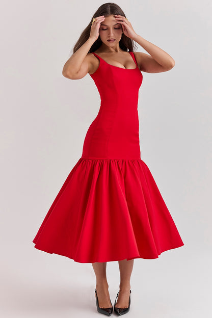 Loren | Vestido Elegante de Chiffon Plissado com Mangas Longas