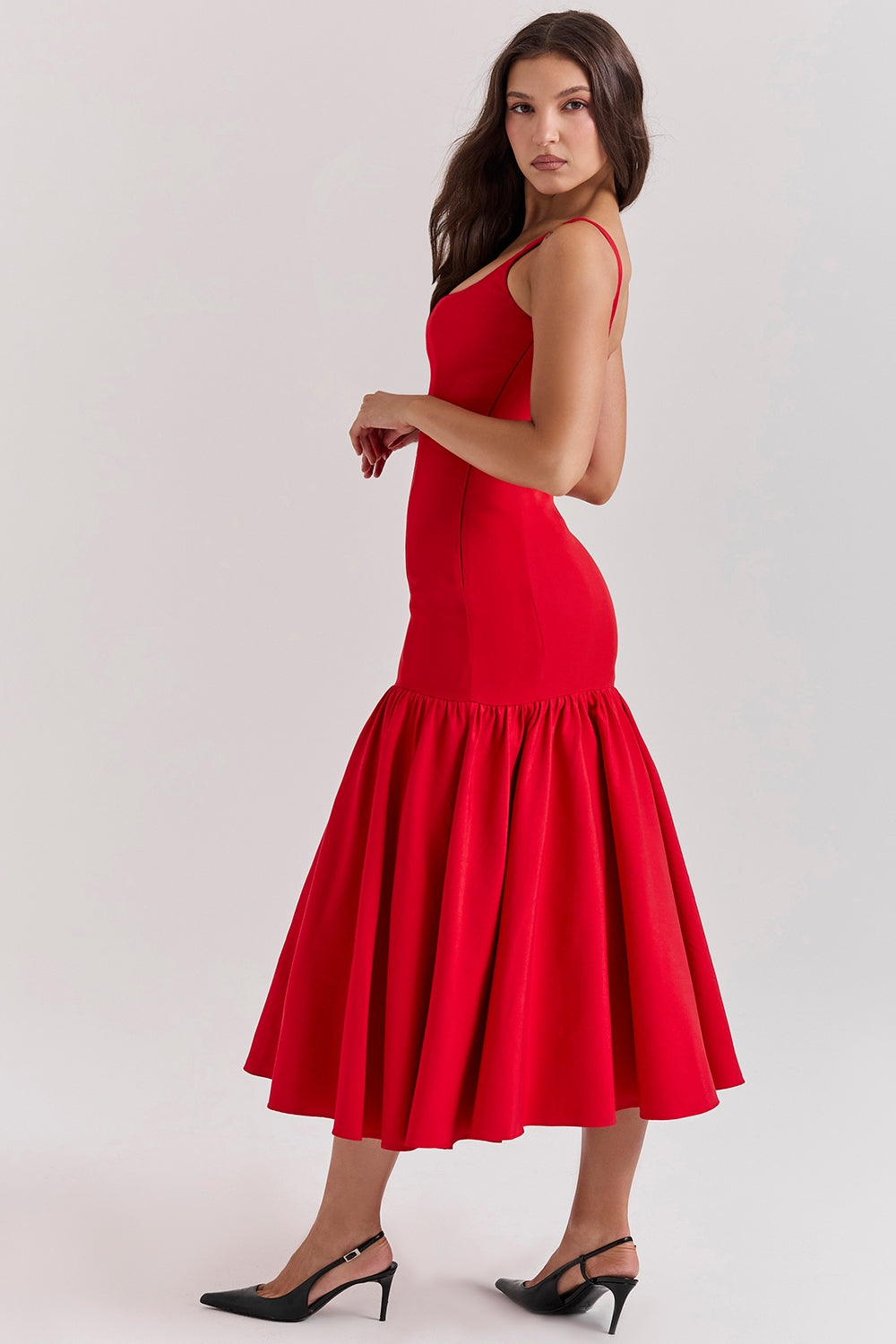 Loren | Vestido Elegante de Chiffon Plissado com Mangas Longas
