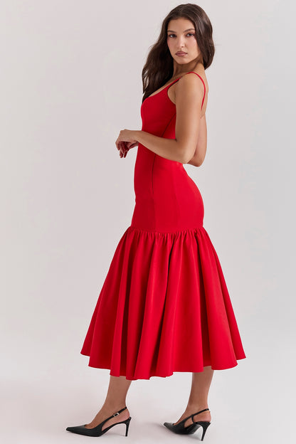 Loren | Vestido Elegante de Chiffon Plissado com Mangas Longas