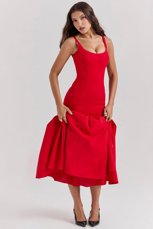 Loren | Elegant Pleated Chiffon Dress with Long Sleeves