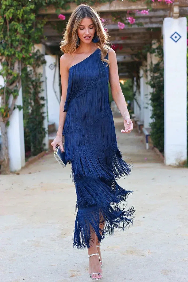 Amanda | Elegant Long Fringe Dress