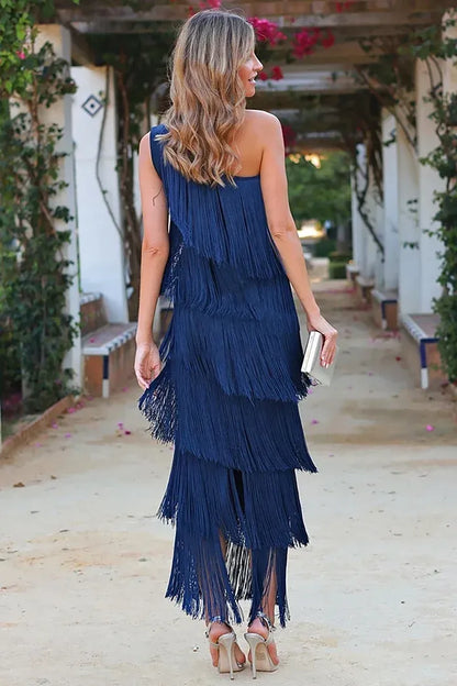 Amanda | Elegant Long Fringe Dress