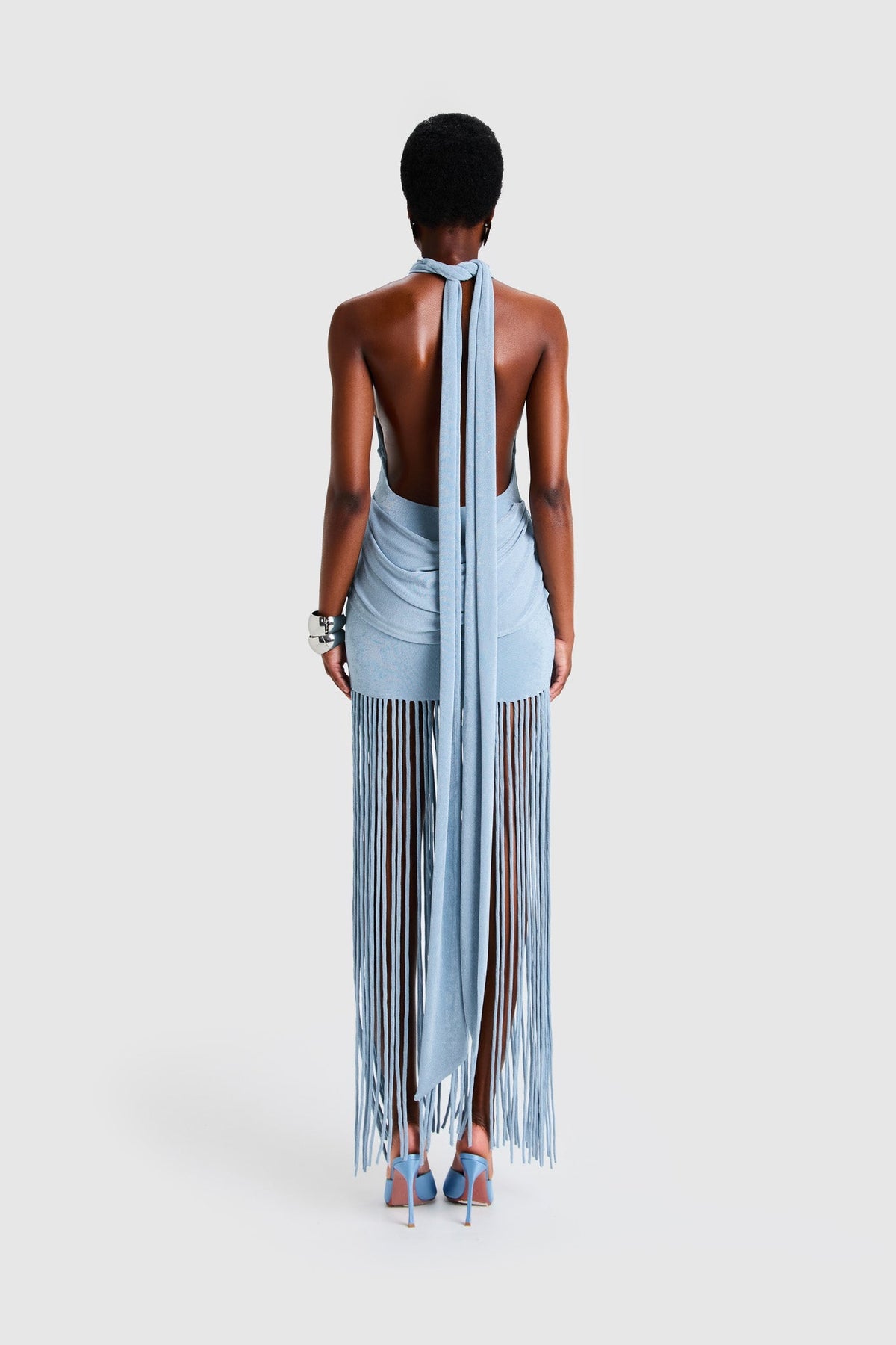 Vestido Longo Halo com Franjas