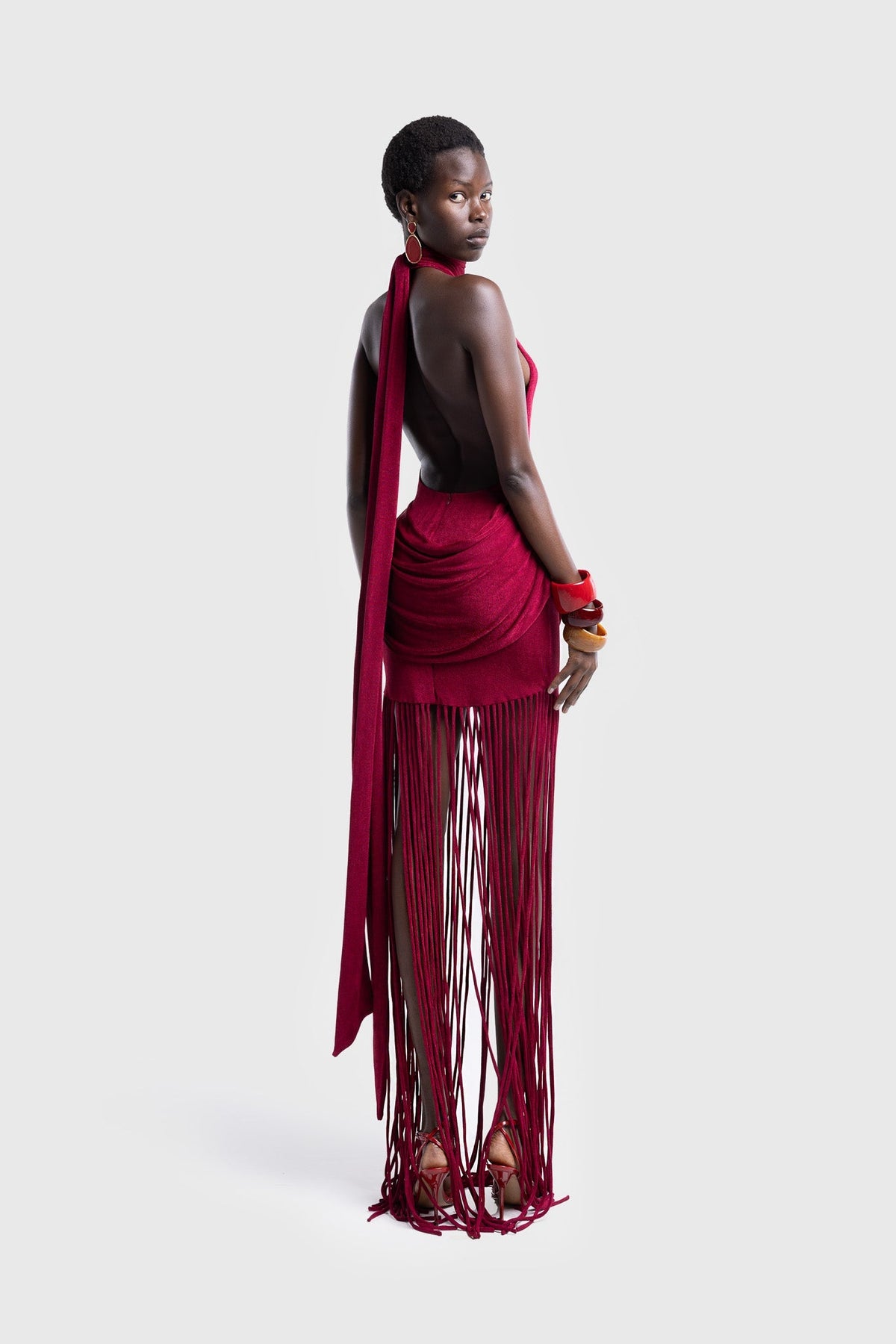 Vestido Longo Halo com Franjas