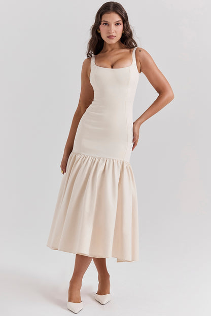 Loren | Vestido Elegante de Chiffon Plissado com Mangas Longas