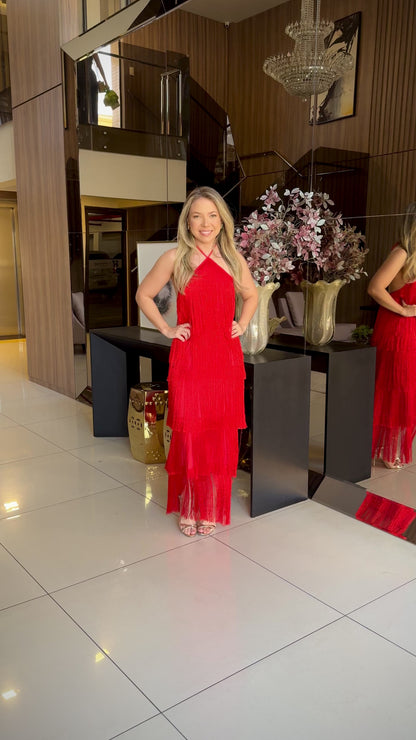 Vestido Feminino Elegante Franjas - Maya