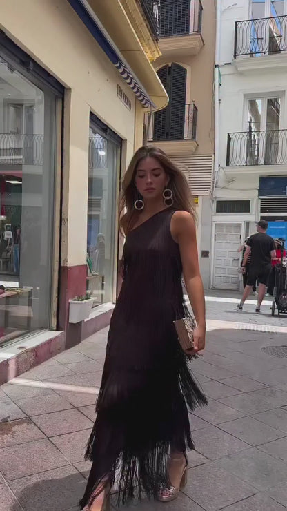 Amanda | Elegant Long Fringe Dress