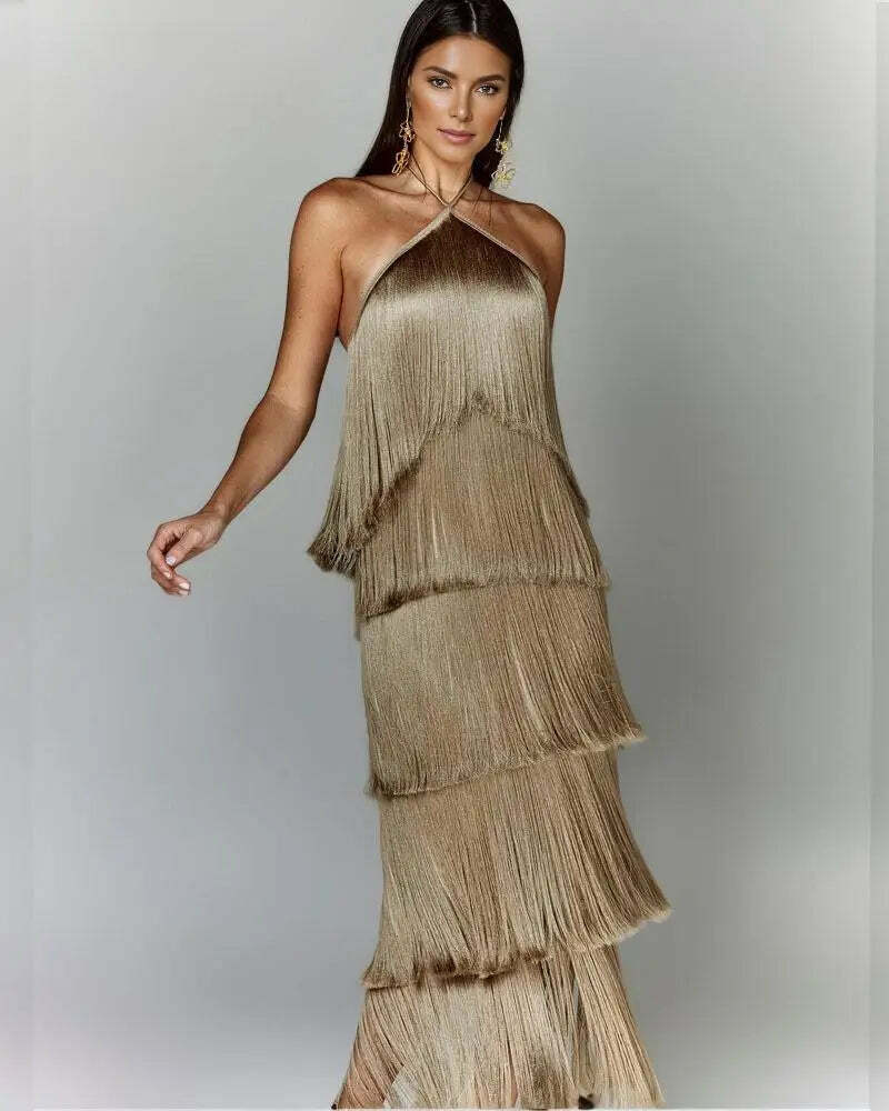 Vestido Feminino Elegante Franjas - Maya