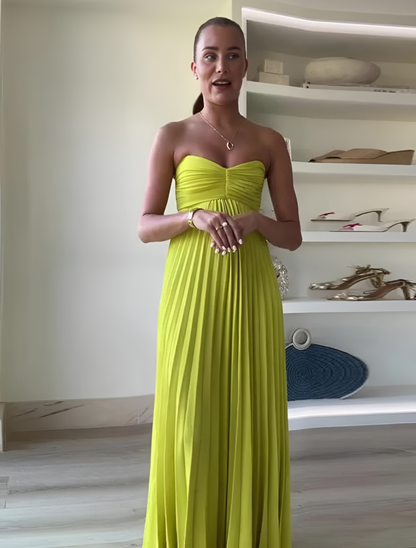 Vestido Feminino Plissado Verde - Julie